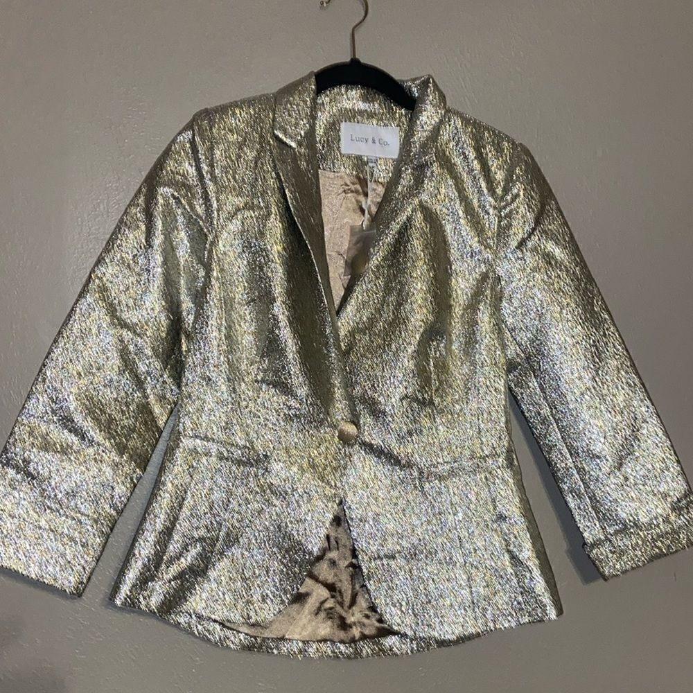 Lucy & Co. Shiny Blazer Gold & Silver Size Small